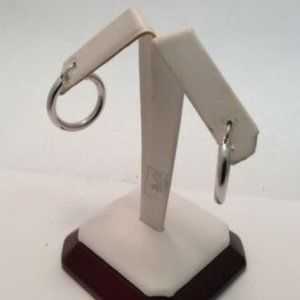14K WHITE REAL GOLD  PLAIN POLISHED FANCY HOOP EARRINGS 1.90 GRAMS